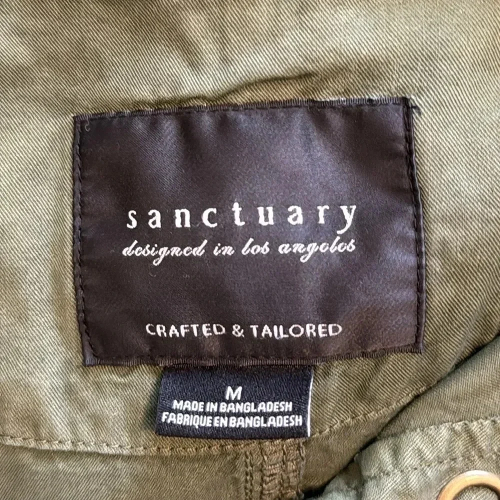 Sanctuary Crafted & Tailored SnapFront Drawstring Olive Green Utility Jacket SzM